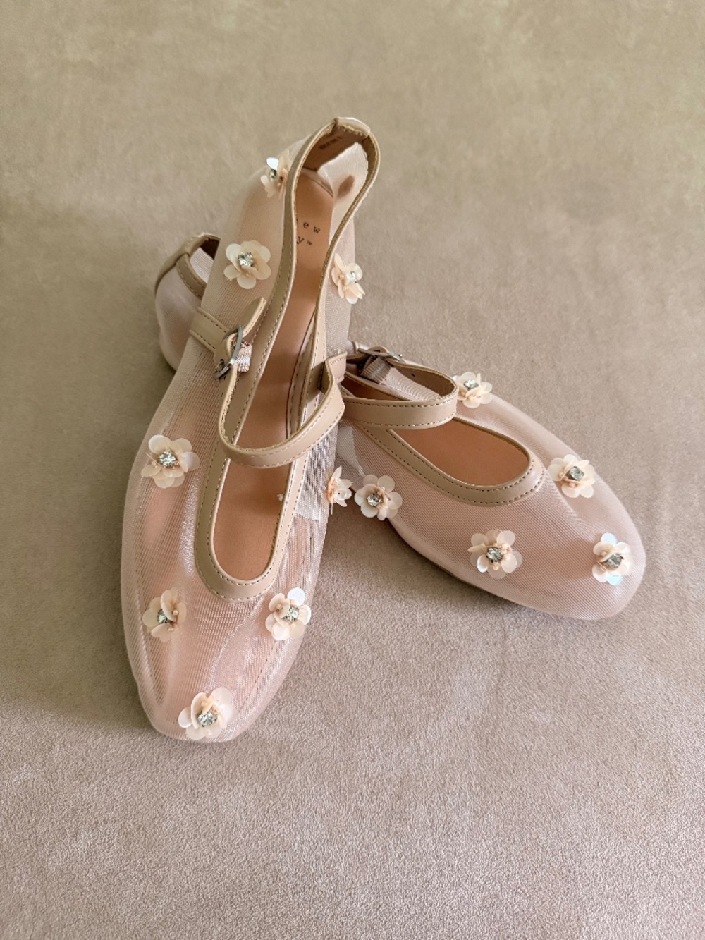 A New Day Shoes Womens 9 Everly Floral Mesh Mary Jane Ballet Flats